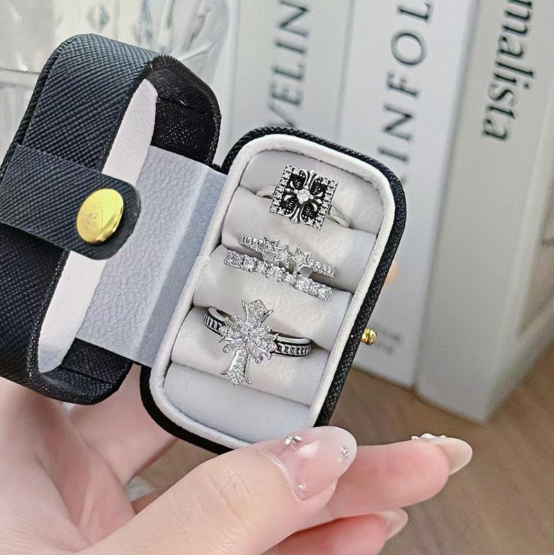 Новый продукт Модное кольцо-звезда с двойным слоем Zir*****Ручка Простой модный регулируемый набор колец для женщин