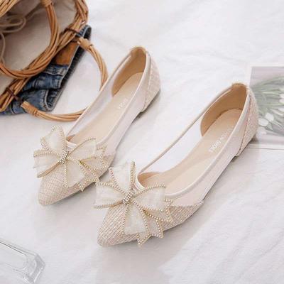 Летние новые женские туфли с плоской подошвой, дышащие, с мелким вырезом, с острым носком, с бантом, студенческие, под юбку, туфли Дуду, с перфорацией, женские туфли