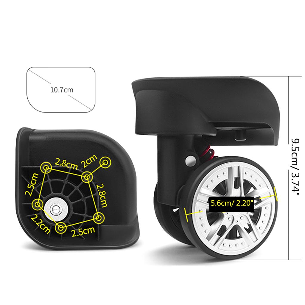 2 шт. сменные роликовые колеса для тележки, сверхпрочные роликовые колеса для багажной коробки, чемодана, поворотные на 360 градусов, бесшумные колеса