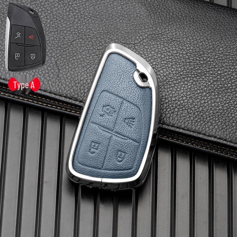 Кожаный сплав чехол для ключей для 2021-2022 Buick Envision - Металлическая полная обертка, Двусторонняя защита