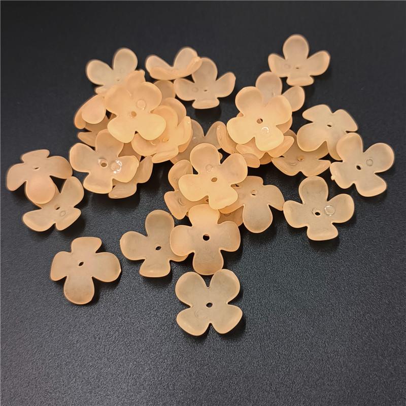 Материалы браслета и ожерелья Матовый Теплый цвет Модные ювелирные изделия своими руками Аксессуары Цветочек Акрил 20 шт. Бусины ручной работы 4-лепестковый цветок 15 мм