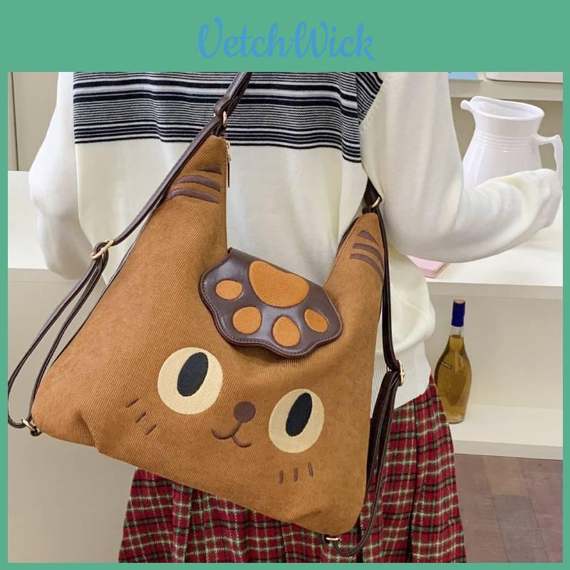 Fashionable Cat Pattern Crossbody Bag Made Of Nylon With Soft Structure And Spacious Interior For Women