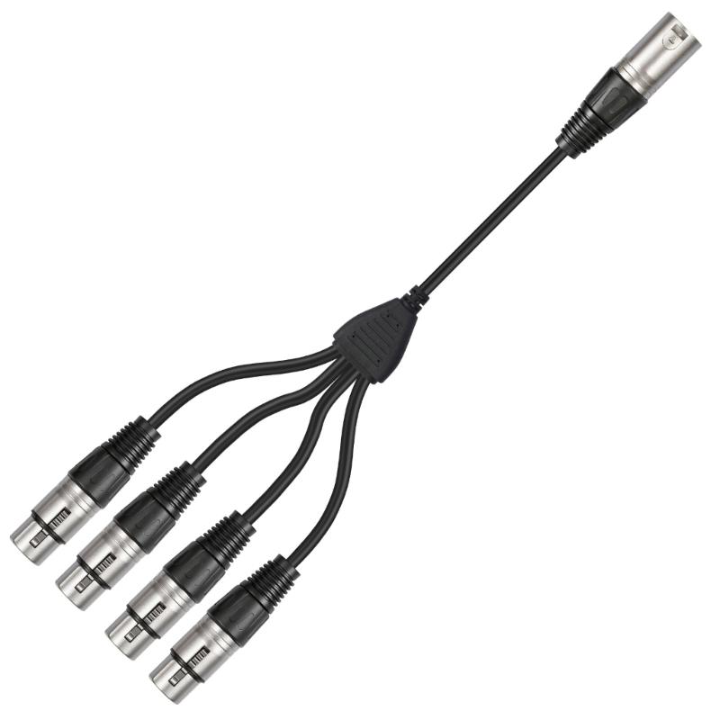 Профессиональный Y-образный разветвитель XLR 3-контактный, 0,6 м, для подключения 4 устройств, Y-кабель-разветвитель XLR для записи и живых выступлений