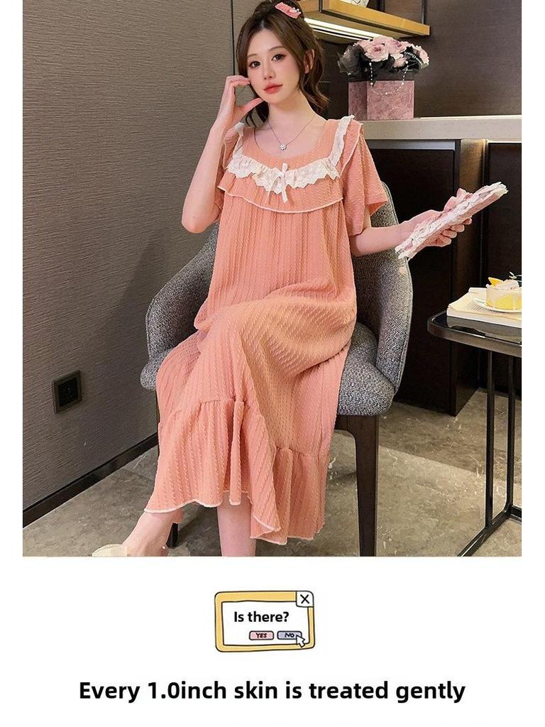 Женская летняя свободная ночная рубашка больших размеров с коротким рукавом – милая и удобная