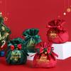 Christmas Bowknot Wrapping Packaging Velvet Chic Small Bell Draw Rope Hone Party Cartoon Pattern Gift Bag Festival Supplies