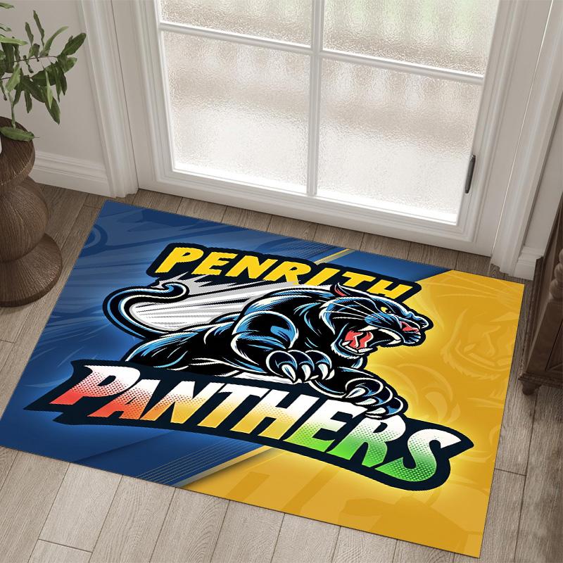 Penrith Panthers Design Crystal Velvet Carpet Cozy Non?Slip Printed Rug For Bedroom Living Room Entrance