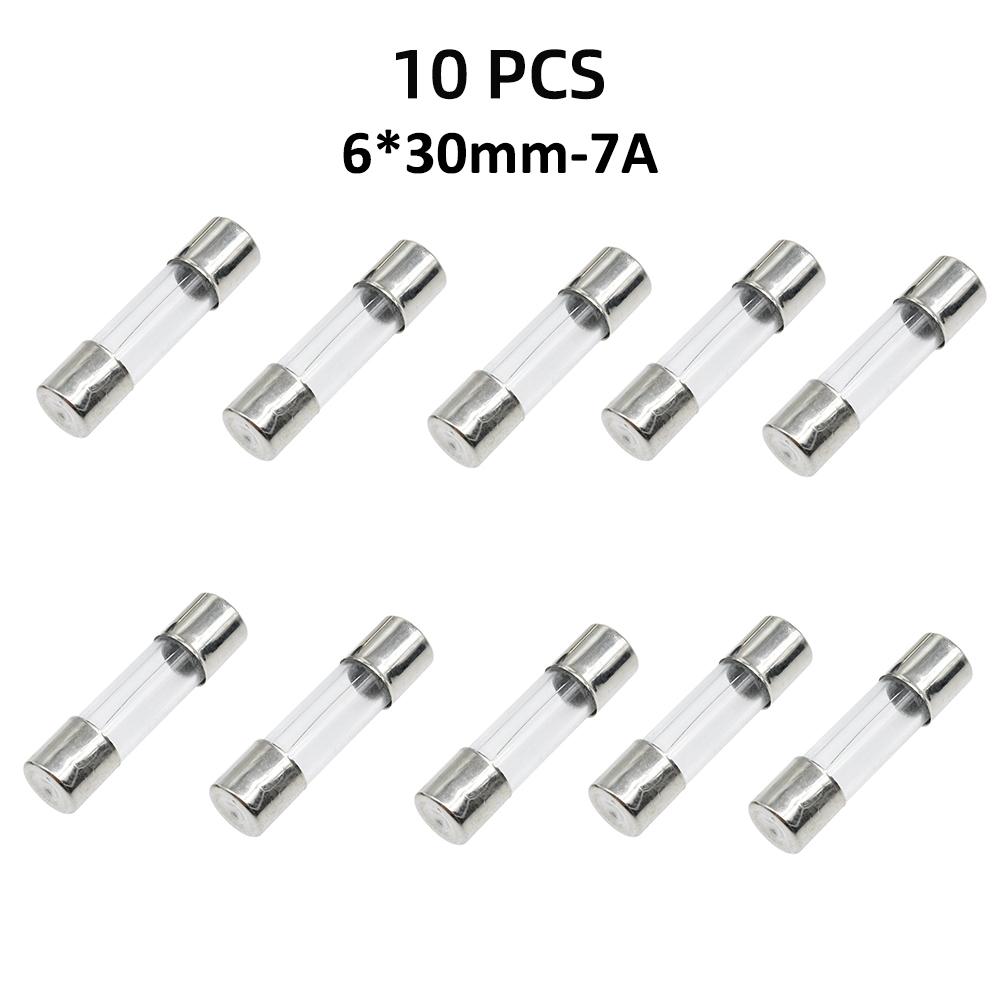 10PCS Fast Blow Glass Tube Fuses 250V 1A 2A 3A 4A 5A 7A 8A 10A Glass Tube Fuse 5x20mm 6x30mm Automotive AMP Fuse AntiOvercurrent