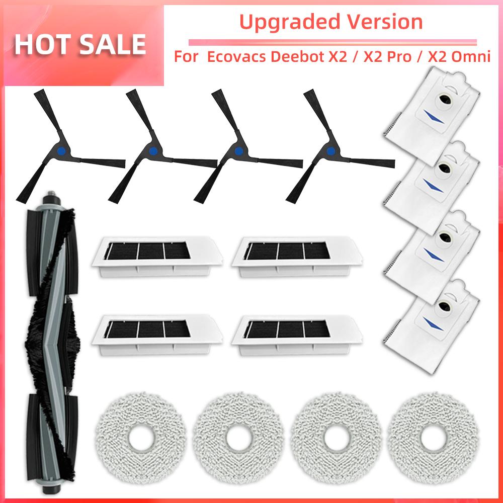 For Ecovacs Debot X2 / X2 Pro / X2 Omni Robot Vacuum Cleaner Main Side Brush HEPA Filter Mop Pads Dust Bag Replacement Parts