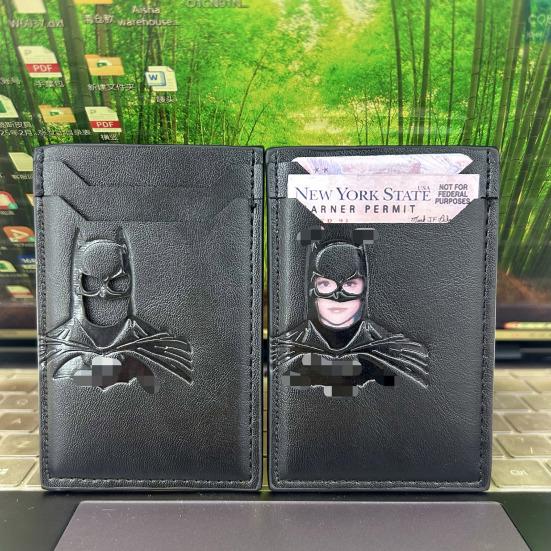 Superhero Face ID Wallet Card Wallet with Bat Superhero Face Eyes Cutout 3-Slot ID Card Holder Birthday Gift for Superhero Fans