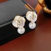 Petal Pearl Stud Earrings Temperament Fashionable Design Earrings Niche High-end Earrings