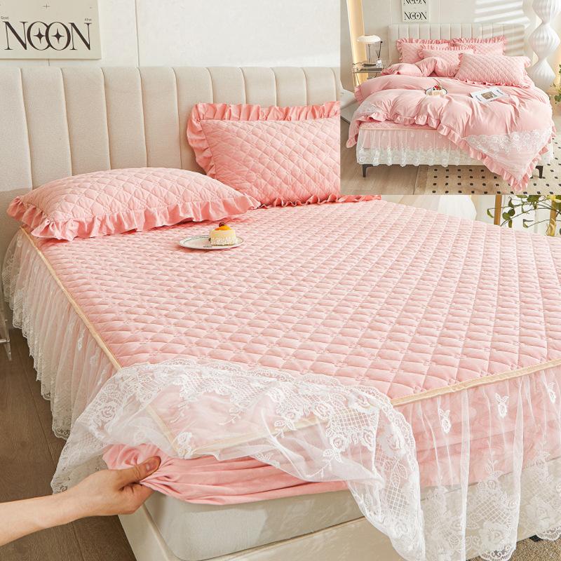 Кружевная юбка для кровати Four Seasons, цельное толстое стеганое покрывало в стиле принцессы, моющееся нескользящее покрывало, постельное белье