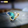 Женское регулируемое кольцо с синей бабочкой Кольца Женское Романтичный Элегантный Подарок Простое Украшение для Девушки Мода A3M465