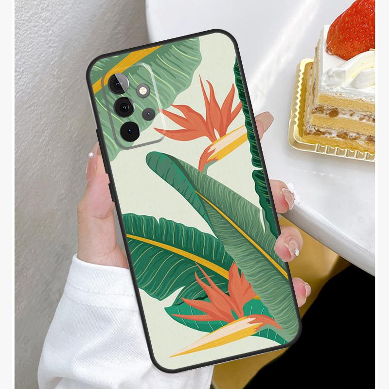 Чехол с банановыми листьями для Samsung Galaxy A15 A25 A35 A55 A51 A71 A12 A32 A52 A13 A33 A53 A14 A34 A54