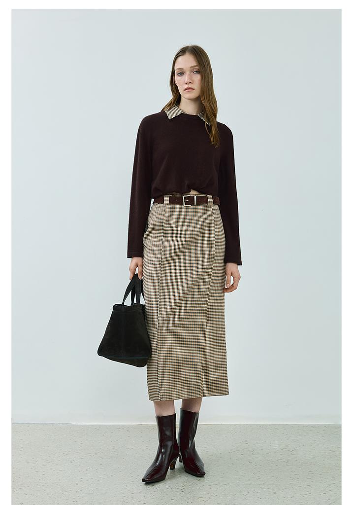 LILY old money style patterned straight tube skirt