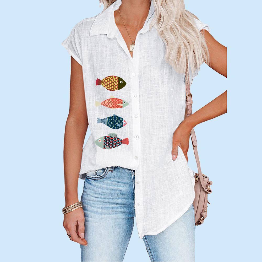 Женская модная футболка с принтом, летняя повседневная тонкая блузка с коротким рукавом, кардиган большого размера, футболка