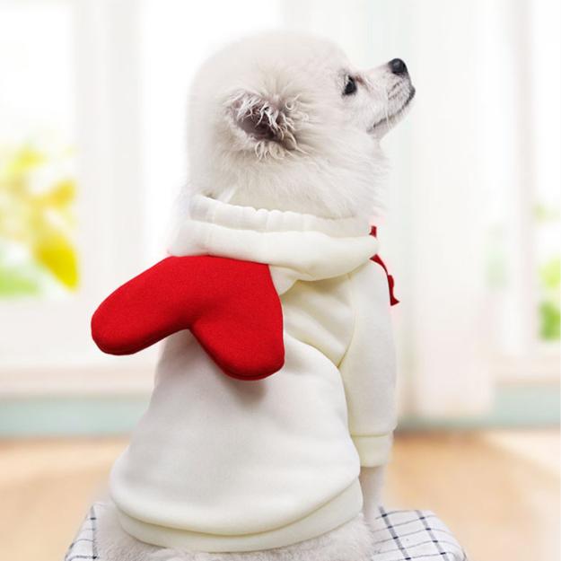 Christmas Dog Clothes, Rudolph & Heart Fleece-Lined Pet Costume, Warm Puppy Sweater Outfit, S–XL