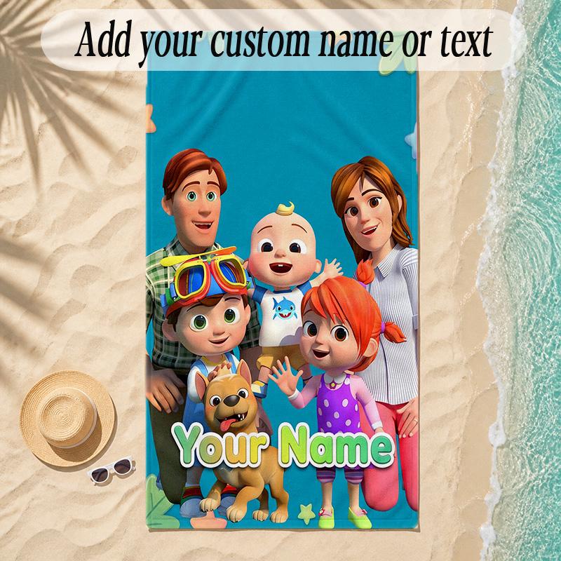 Beach TowelCocomelon Custom Name Text Personalized Soft Towel for Beach Pool Indoor Home Decor Gift