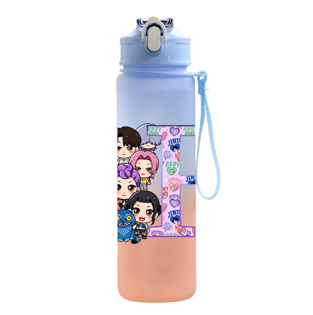 750Ml Water Bottle Anime 26 English Letter K-Pop Demon Hunters Printed Large Capacity Drinking Cup Portable Outdoor Sports Water Cup Children Kid Gift