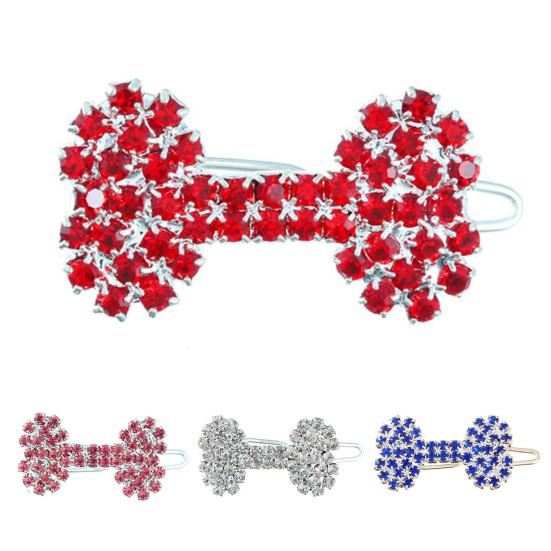 Заколки для волос для щенков, инкрустированные стразами, головной убор для домашних животных, медная модная заколка для волос с костью для домашних животных