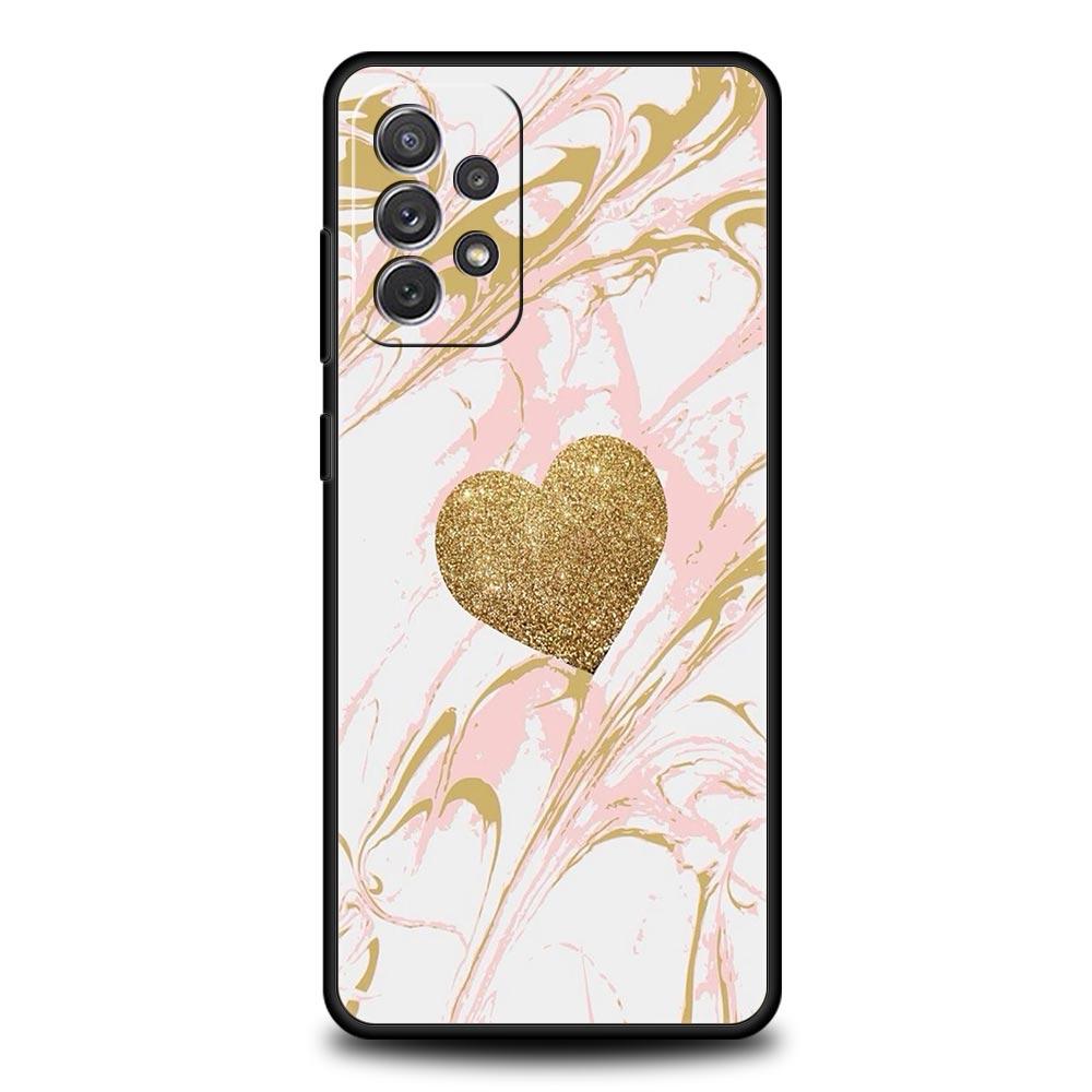 Gold Rose Love Heart Phone Case For Samsung Galaxy A17 A07 A55 A35 A25 A15 A05s A33 A31 A23 A21s A13 A41 A73 A53 A51 A71 Cover