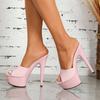 Women's Shoes Spring Clear Heels Sexy Sandals Slipper Girls Shoe for Party Club 14cm Heel 4cm Platform LFD-B3655