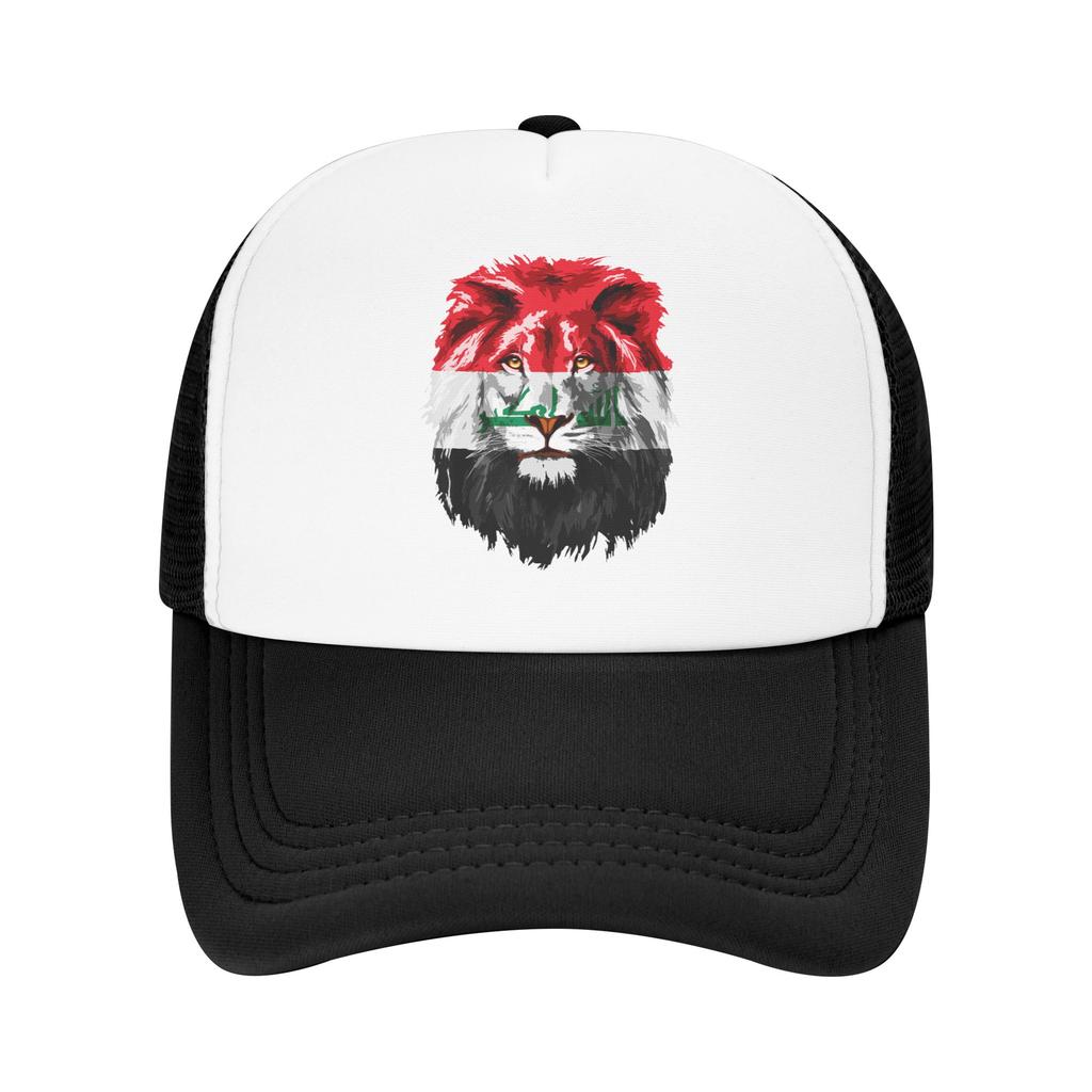 Iraqi Flag Iraq Pride Lion Face Iraq Flag Mesh Baseball Caps Unisex Women Outdoor Sun Hat Dad Hat Breathable Summer Trucker Hats