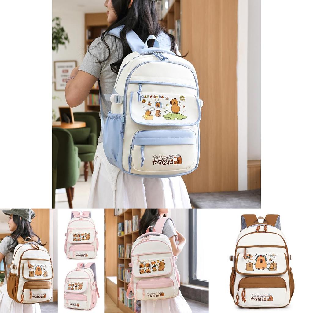 Capybara Kids Backpack With Cartoon Pattern And Lightweight Oxford Fabric For School Use