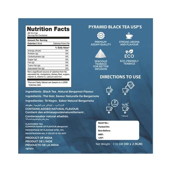 Samaara Prydz Assam Black Tea Bags | Earl Grey Flavour CTC Powder | 40 Bags Pack of 3