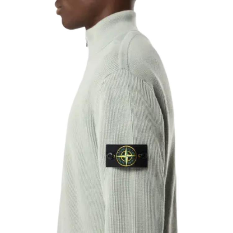 STONE ISLAND Коллекция Весна-Лето SS26 Свитер крупной вязки с воротником-стойкой и двойной молнией Винтажный Повседневный Унисекс свитер L1S155100126S00D8-V0055