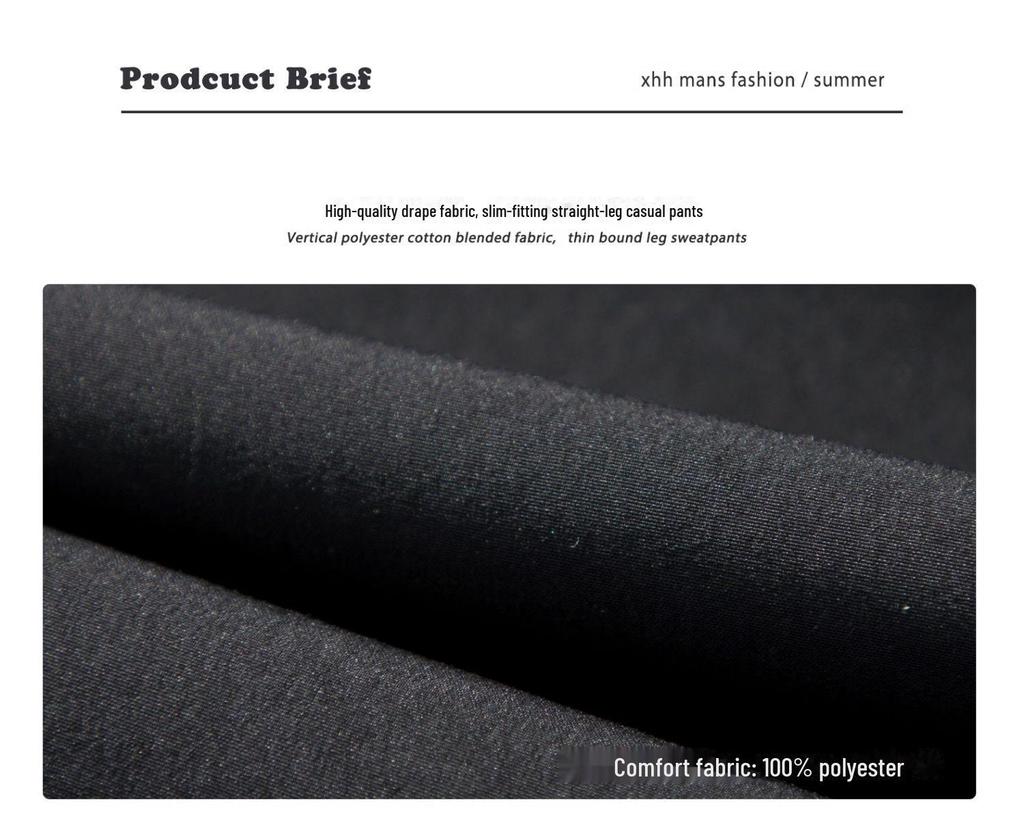 2025 Мужские повседневные черные спортивные брюки для улицы - Прямые, однотонные, идеально подходят для весенних и осенних мероприятий