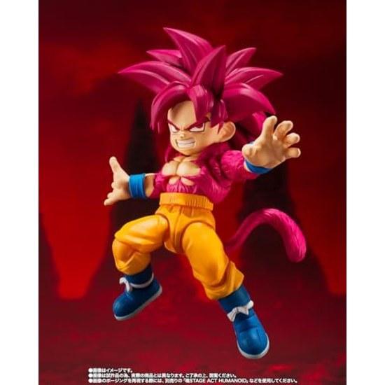 S.H.Figuarts Супер Сайян 4 Сон Гоку (Мини) -DAIMA - Фигурка, изготовленная из ПВХ и АБС-пластика, размером примерно 80 мм, окрашенная
