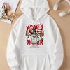 Kpop Trend Hustle Graphic Hoodie For Guys Wealth Cash Front Print Soft Korean Daily Oversized Hip Hop Hooded Top