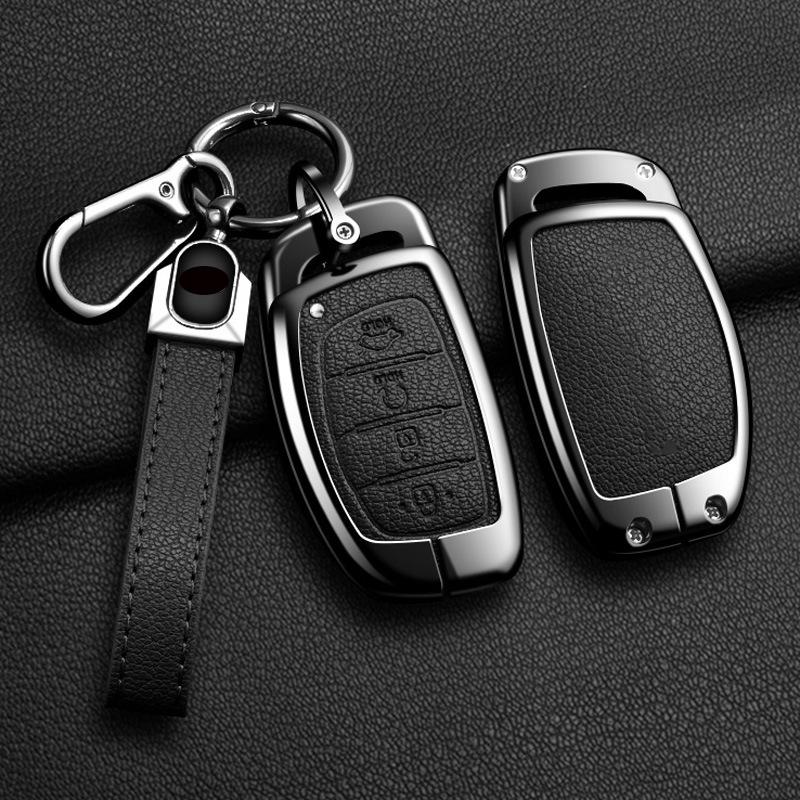 Кожаный держатель для автомобильного ключа из цинкового сплава для Hyundai Tucson Elantra Creta Sonata Ix35 Ix45 I40 I30 I20 I10 Ioniq Accent Creata Брелок