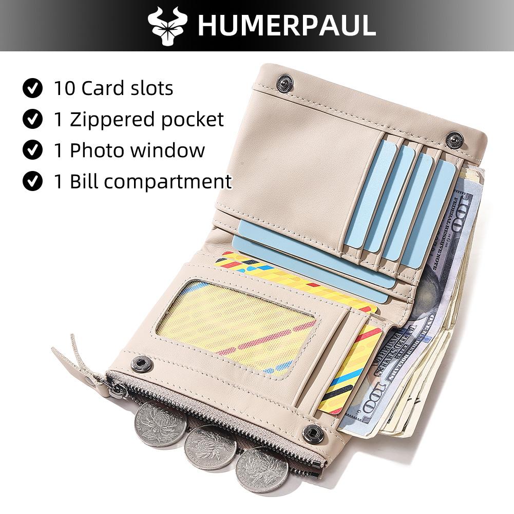 Humerpaul Новый RFID мужской кошелек, защита от кражи, сканирование, мужской кожаный короткий кошелек на молнии, чехол для монет, повседневная сумка для денег