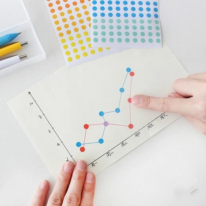 4 листа круглых наклеек 10 мм разных цветов, цветные точечные наклейки, кодирующие круглые точечные этикетки, диаметр