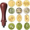 20 Pcs/set Zinc Zinc Zinc Alloy Vintage Rose Wax Seal Set Golden Envelope Sealing  Wedding Stationery