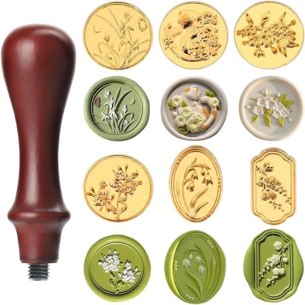 20 Pcs/set Zinc Zinc Zinc Alloy Vintage Rose Wax Seal Set Golden Envelope Sealing Wedding Stationery