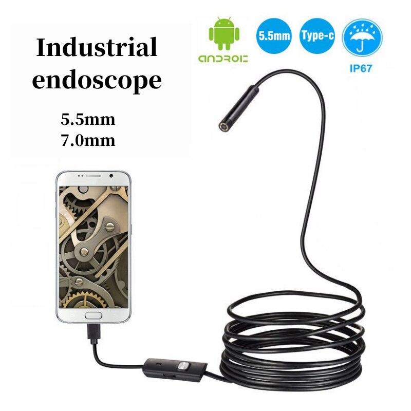 1 шт. эндоскоп 5,5 мм USB Android эндоскопическая камера мини-объектив 3 в 1 TYPE-C OTG Micro USB водонепроницаемый осмотр автомобиля 0,01
