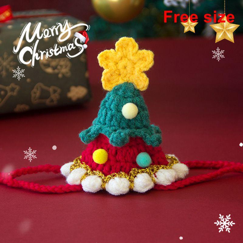 Christmas Pet Collar Navidad Cats Clothing Christmas Puppy Necklace Hand-knitted Pet Scarf  Xmas New Year Pet Cats Accessories