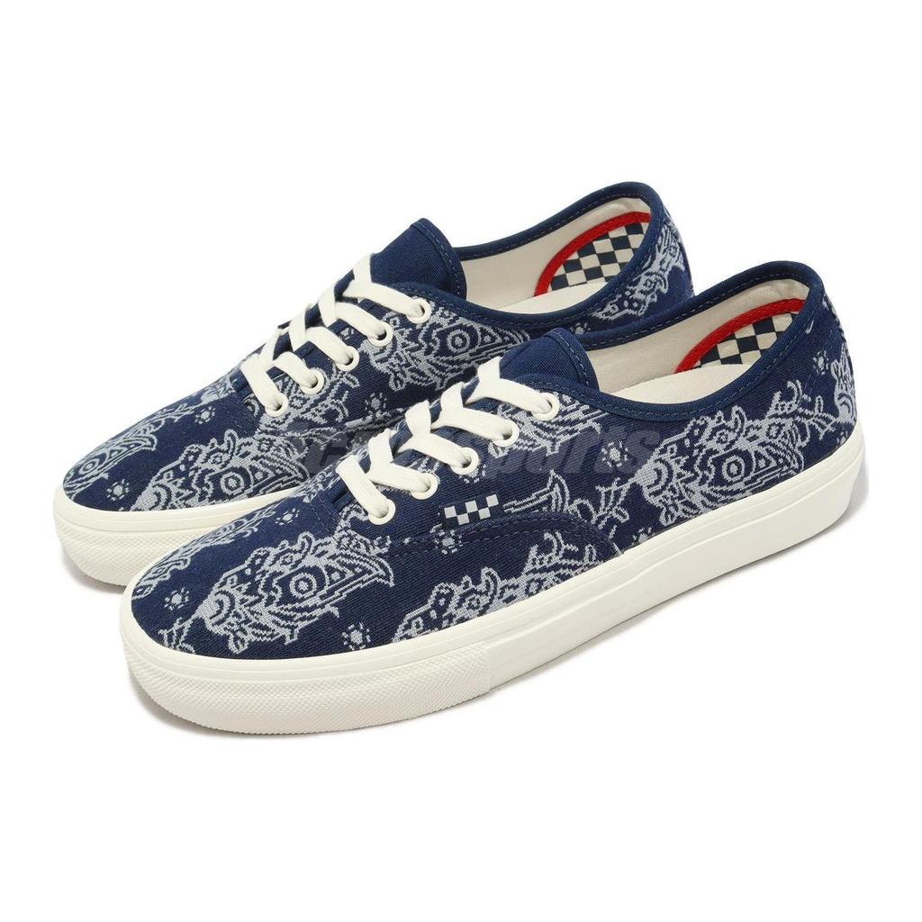 Vans Темно-синие кроссовки унисекс Skate Authentic Paisley Blue Marshmallow VN0A5FC8FRP