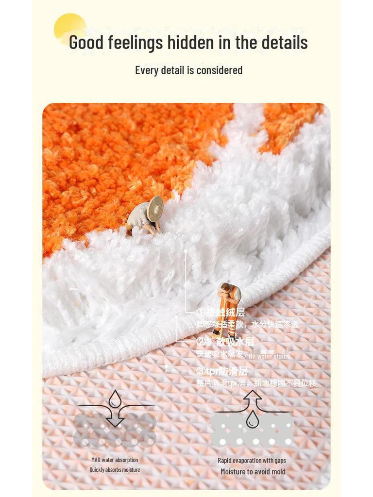 New Creative Pumpkin Flocking Non-Slip Absorbent Bathroom Door Mat