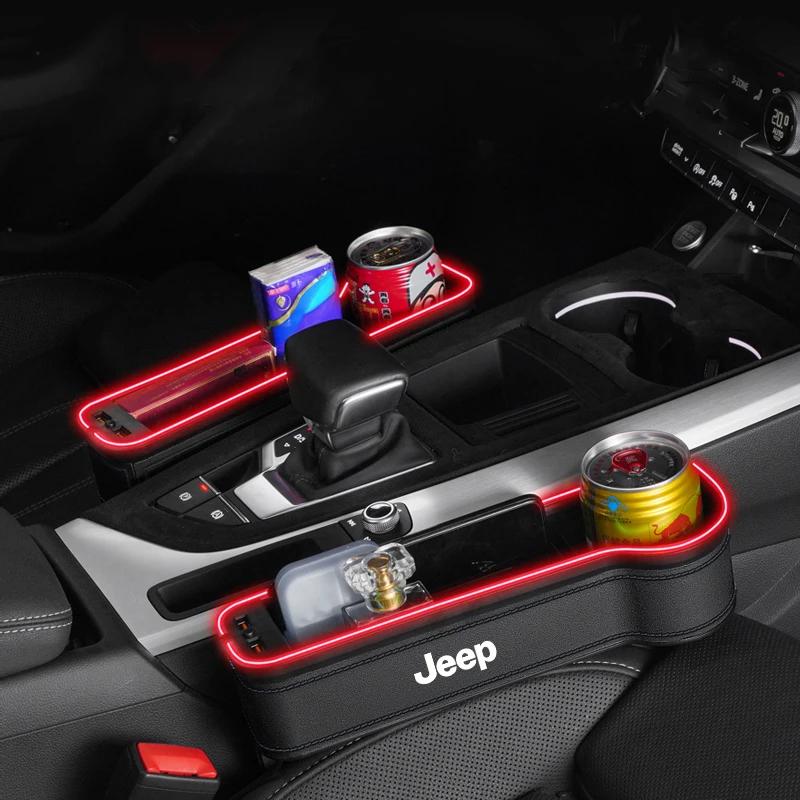 Для автомобиля Jeep Светодиодные фонари Ящик для хранения за сиденьем Держатель для стакана с USB-зарядкой Для Jeep Grand Cherokee Wrangler JK Gladiator Compa
