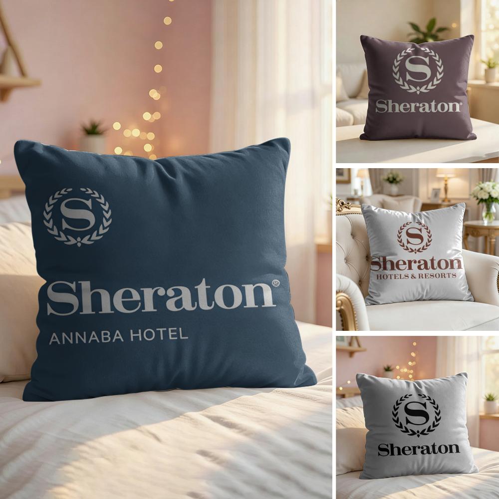 Fashion SSheratonS Hotels Cushion Cover Natural Linen Organic Fabric DoubleSided Printing Couch Pillow Covers Home Decor