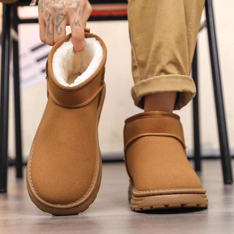 Мужские зимние ботинки Качественные замшевые ботильоны Модные повседневные ботинки с высоким голенищем Зимние плюшевые теплые хлопковые ботинки для мужчин Зимние ботинки