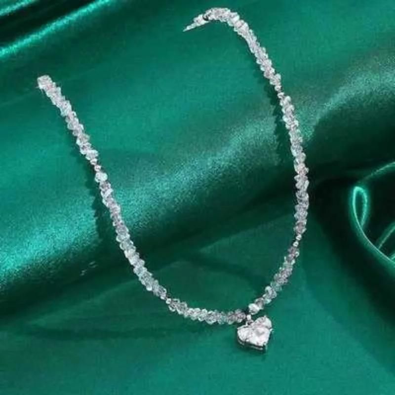 Роскошные серебристые подвески-сердечки с кристаллами для женщин,个性 charm, акриловые бусины, корейские ювелирные аксессуары