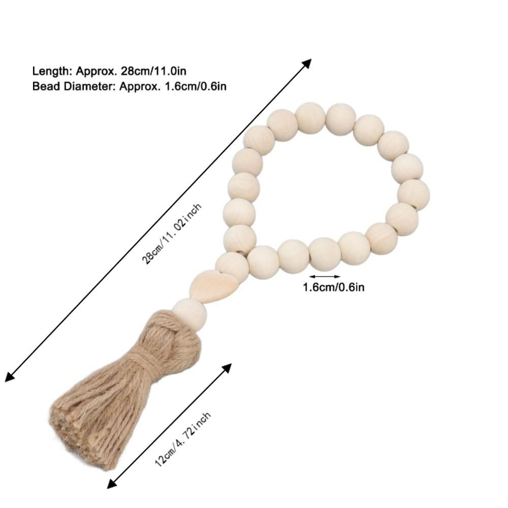 Light Brown Farmhouse Wooden Bead Strand Hanging Tassel Bead Ornament Tray Tabletop Bead Layout
