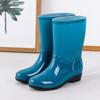Сапоги для дождя средней высоты, женские резиновые сапоги, сапоги для воды для взрослых, теплые сапоги для воды на платформе, бархатные сапоги для кухни