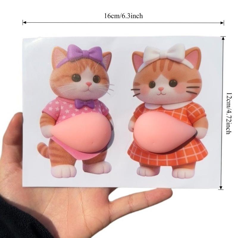 Пухлые 3D Наклейки Котик Игрушка-Сквиш Мягкий Милый Кот Живот Наклейка Игрушка-Антистресс Сжимаемый 3D Кот Клейкие Наклейки Декор Дома