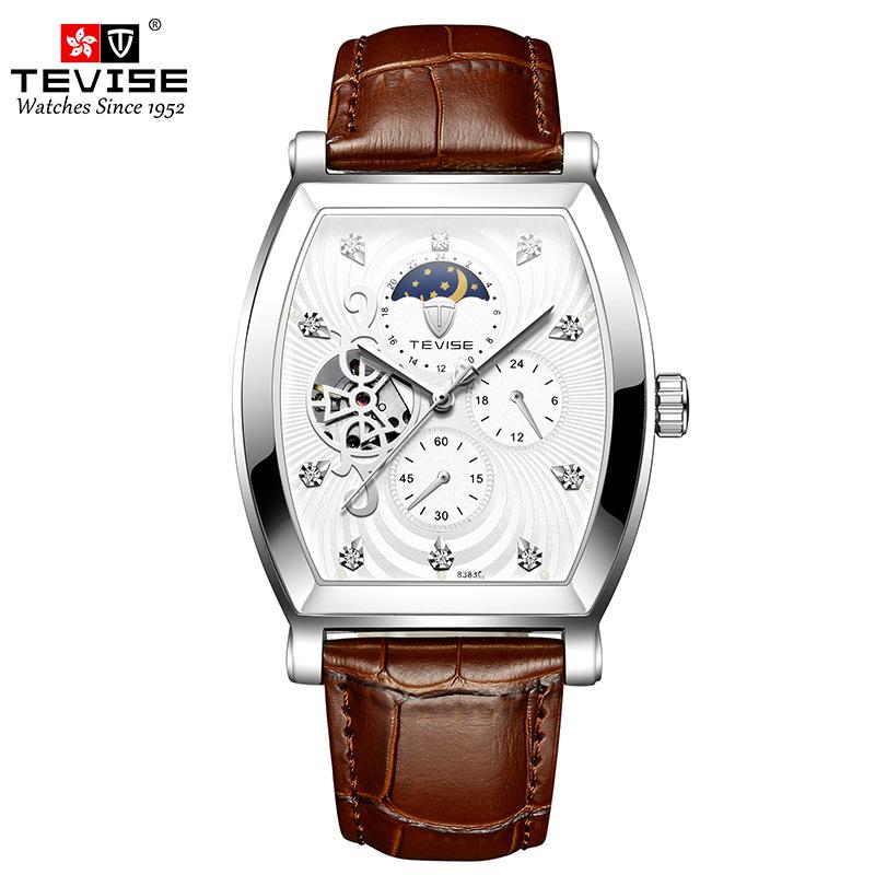 TEVISE Watch Barrel Watch Tourbillon Star Механический мужской ремень