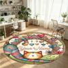 Mandala Ornament (252) Theme Round Crystal Velvet Rug Custom Name Text Personalized Floor Mat Home Decor Non Slip Crystal Carpet